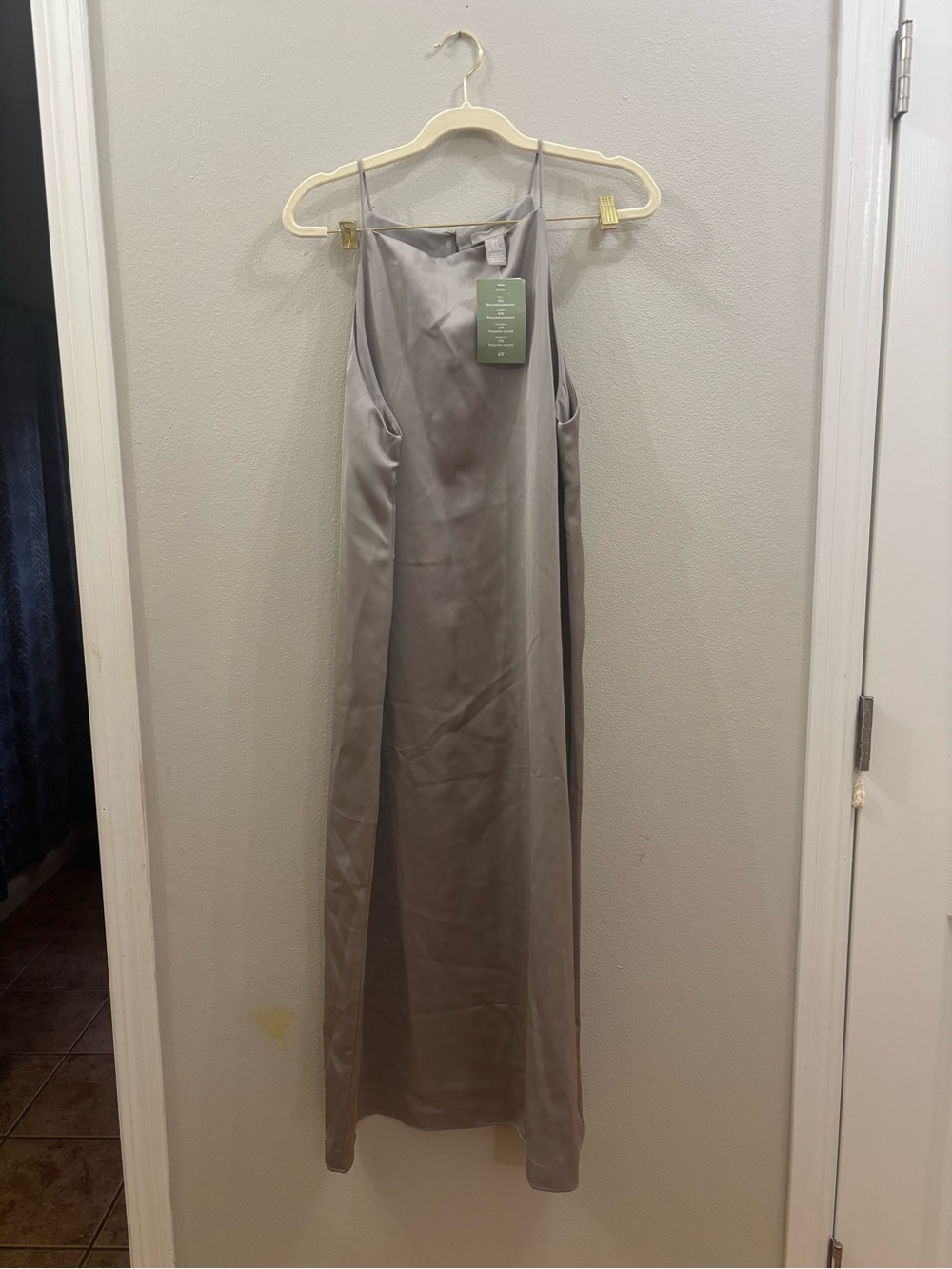 H&M Satin Slip Dress in Light Gray